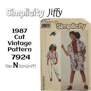 Simplicity • Vintage • 7924 Sewing Pattern • 1987 • Sz N • 10+12+14 • PreCut